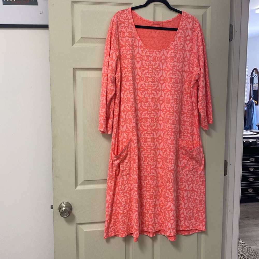 Fresh Produce Dress 2x coral and pink